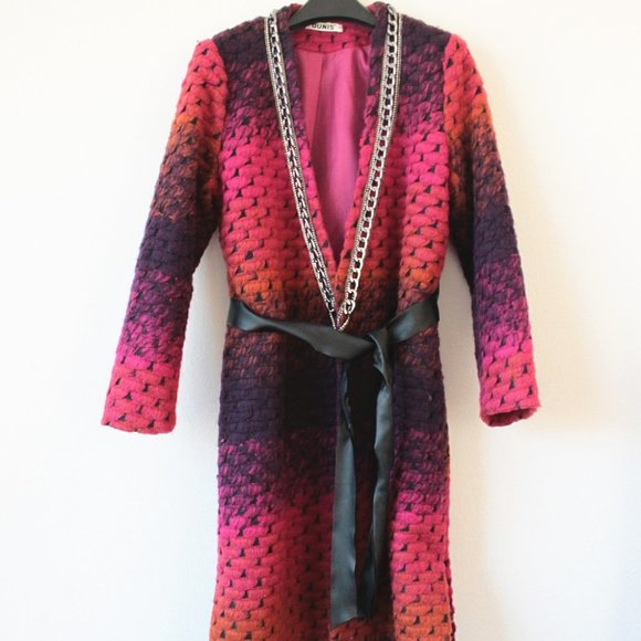 Ounis Color Block Wool Coat - Picture 2 of 8